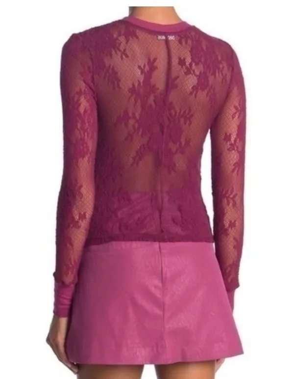 Free People U Into This Lace Long Sleeve Top In Rose Hypnotic Size - Image 7