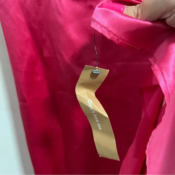 NEW NWT Reformation Marguerite 100% Silk Midi Dress In Flambe Bright Pink - Image 15