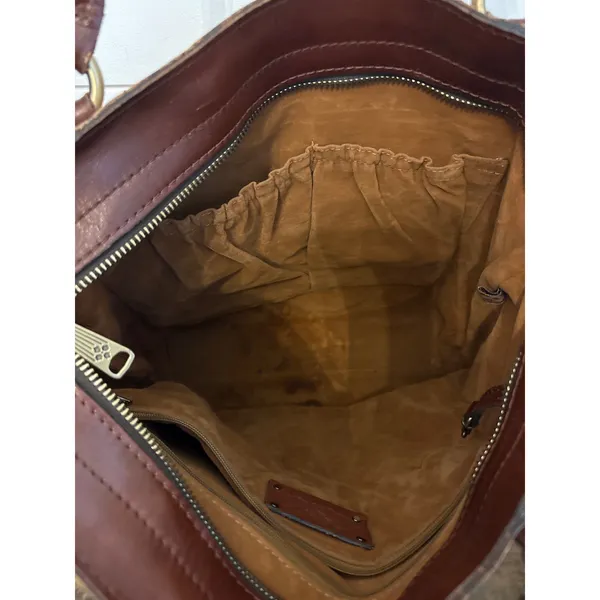 Patricia Nash Tooled Leather Fringe Tote Bag Purse Brown Floral‎ Western - Image 5
