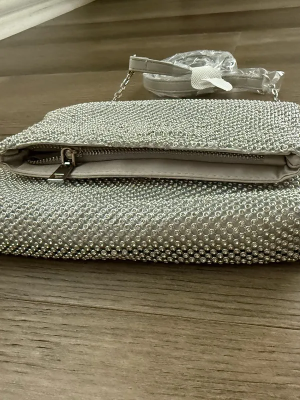 INC International Concepts Silver Crystal Mesh Mini Crossbody - Image 3