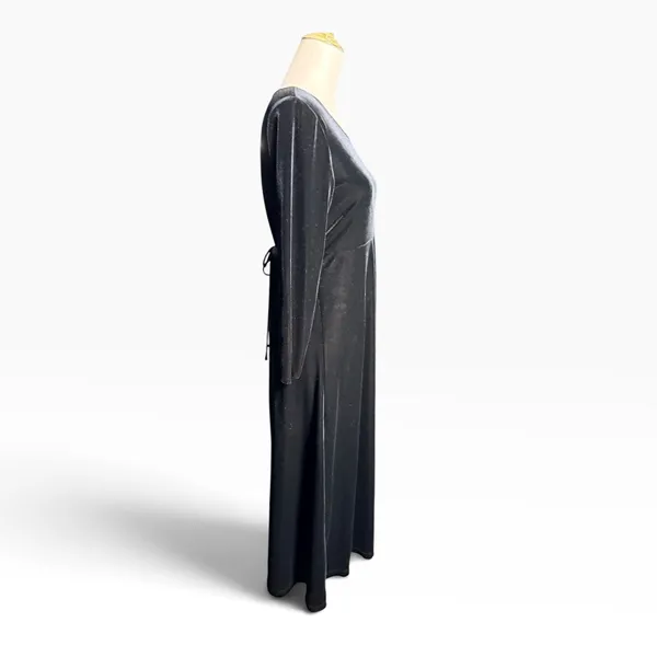 Vintage 90s CDC Caren Desiree Black Velvet Maxi Dress Tie Back Size 10 retro - Image 3