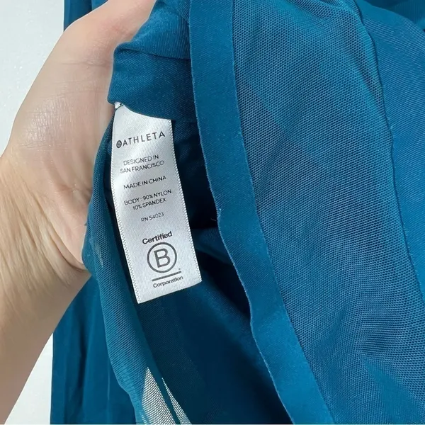 Athleta Cadence Long Sleeve Workout Top‎ Teal Sz XXS - Image 6