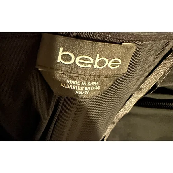 Bebe XS Black Studded Bustier Feather Mini Dress Strapless Glam - Image 5