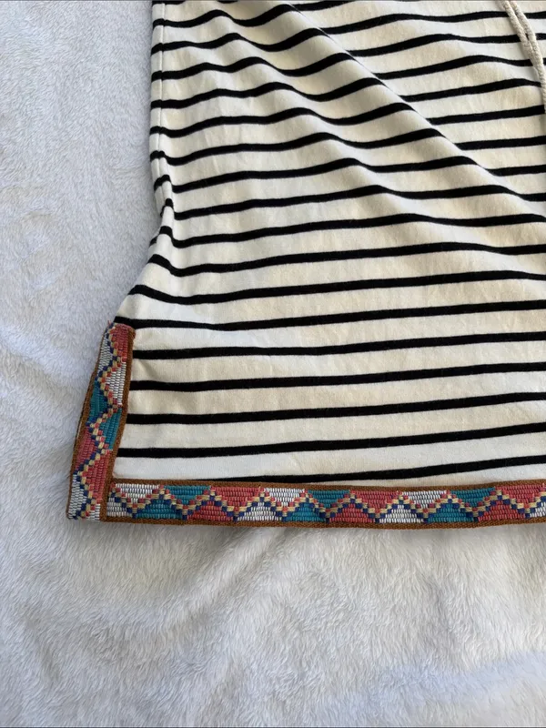 THML size medium Striped Sleeveless Embroidered Trim tank top black white - Image 5