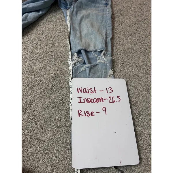 American Eagle Stovepipe High Rise Distressed Straight Leg Jeans Light Wash 00S - Image 8