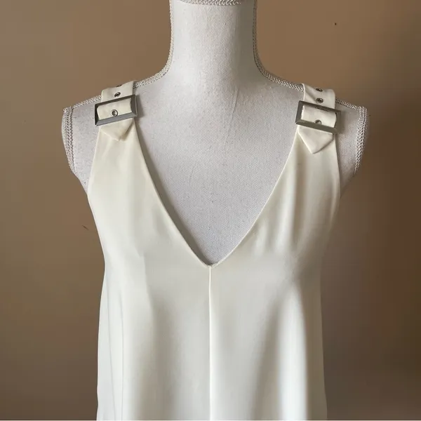 AMANDA UPRICHARD | Cream V-neck A-line Mini Dress Sz S - Image 3