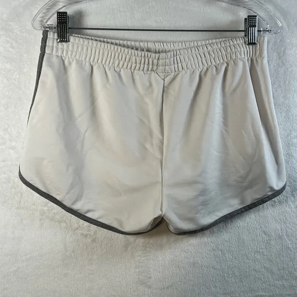 Forever‎ 21 Athletic Shorts White Grey Trim Dolphin Hem Women's Size L - Image 5