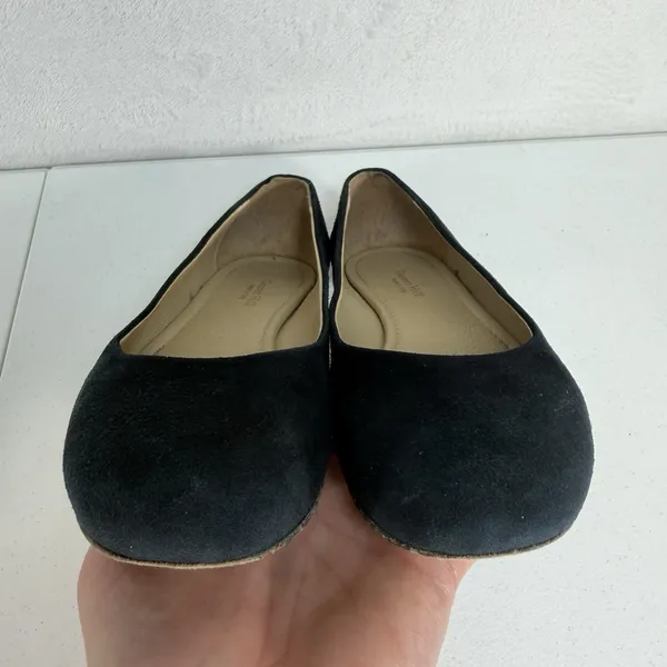 Garnet Hill Women's 8.5 Pippa Modern Ballet Flats Black Suede Leather Made Italy - Image 8