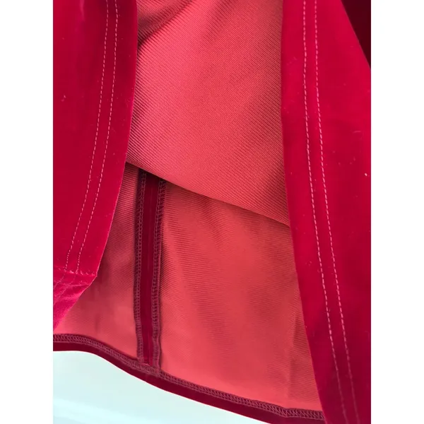 Strapless Velvet‎ Mini Dress Womens Burgundy Excellent Satin Trim Bodycon Party - Image 4
