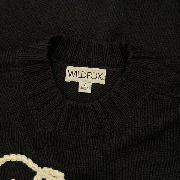 WILDFOX Couture Dinner Party‎ Ciao Bella Black White Embroidered Sweater Small - Image 13
