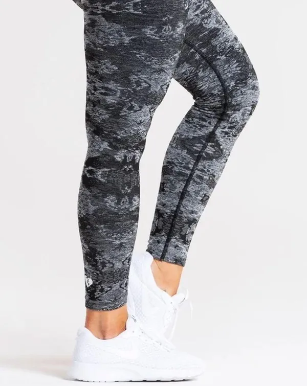Womens best black camo leggings jacquard tights full length elastic waist - Image 12
