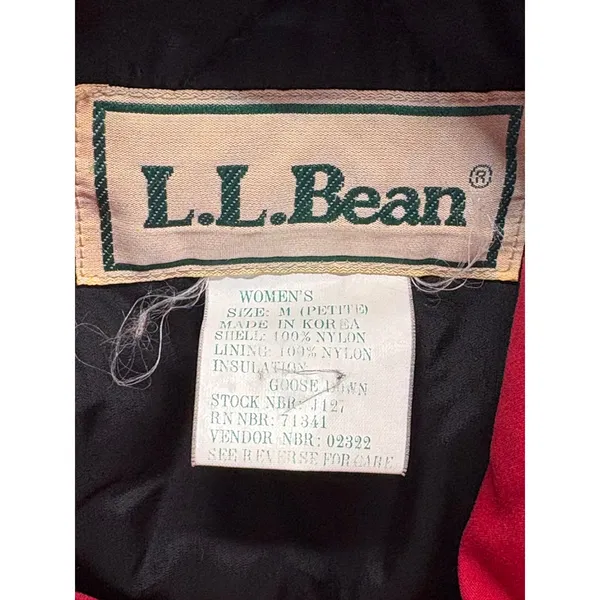 VTG L.L. Bean Penobscot Parka Medium Petite Red Goose‎ Down Hooded Jacket Coat - Image 5
