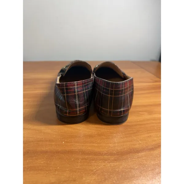 Patricia Nash Fia Loafers Leather Red Tartan Plaid Print Metal Horsebit Detail 7 - Image 4