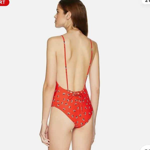 👙🔥 Billabong‎ Chili Red Lace-Up One Piece Swimsuit Small S Beachwear 🔥👙 - Image 2