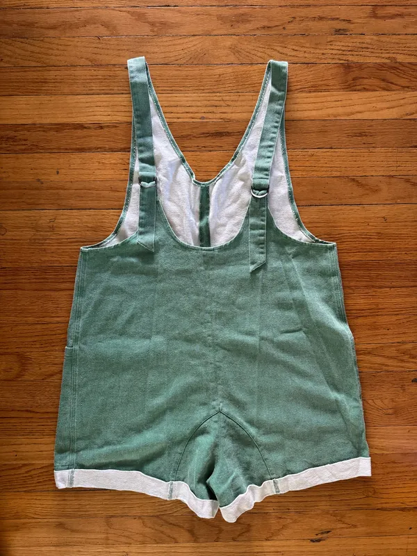 Double Zero NWOT Green Denim Shortalls Romper - Image 2