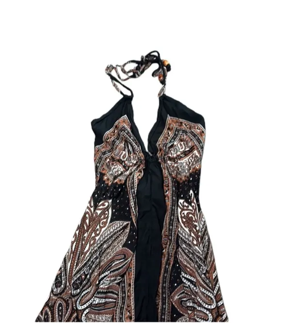 Paisley Boho Asymmetrical Maxi Dress - Image 3