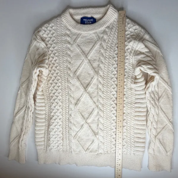 Aelfric Eden Cream Cable Knit‎ Sweater Medium Fisherman Minimalist Cozy Neutral - Image 11