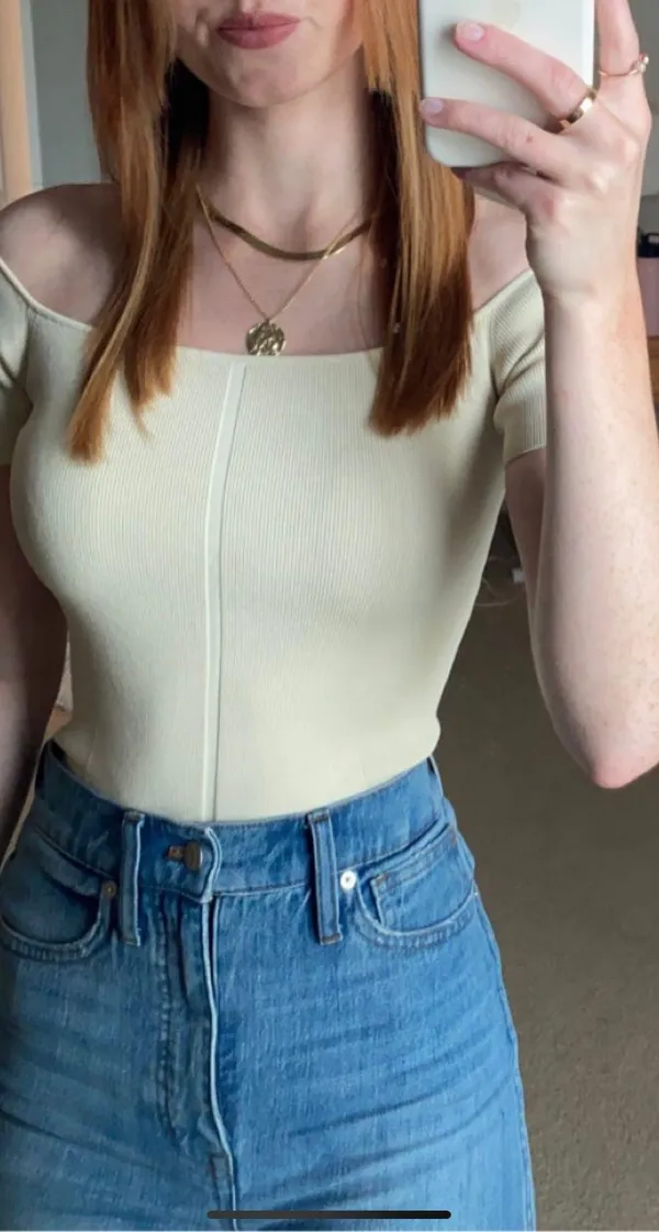 ZARA Knit Cream Off Shoulder Bodysuit - Image 2