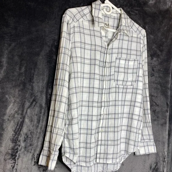 TNA Plaid Cotton‎ Shirt White Size XS - Image 5