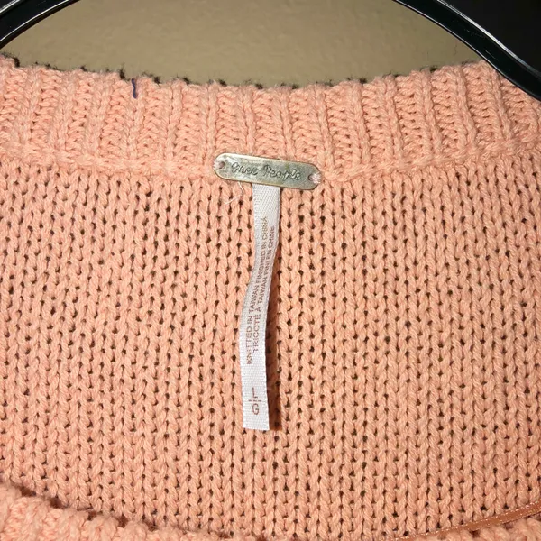 Free People Inside Out Pullover Sweater Pink Peach Large - Image 5