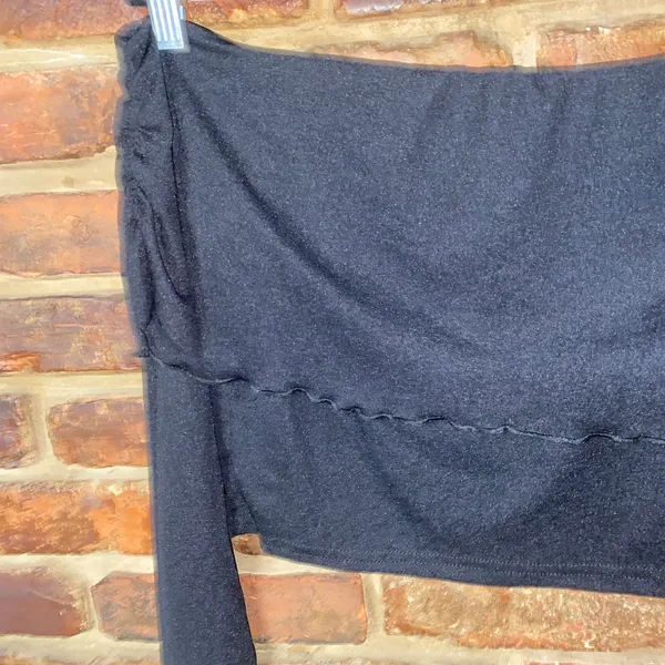 NWT PrettyLittleThing Black Long Sleeve Off The Shoulder Fold Over Top Size 12 - Image 3