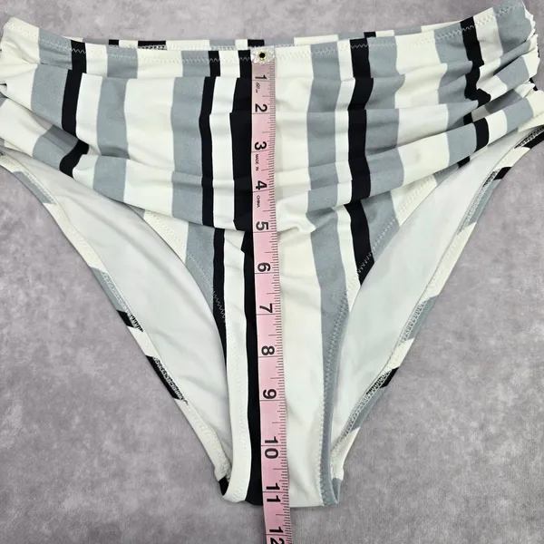 Cupshe Black White Gray‎ High Waist Bikini Bottom Swimwear Medium - Image 4