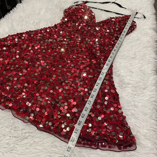 NEW Ashley Lauren Sequin HoCo Mini Dress 4248 in Red Gold Size 4 - Image 5