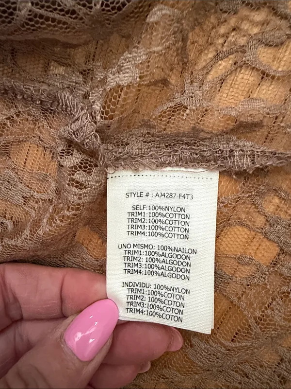 NWOT - L - Altar'd State Dusty Brown Lace Open-Front Cardigan - Image 6