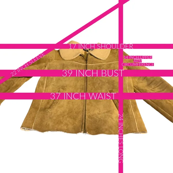 Vintage Y2k Gap Tan Suede And Cream Faux Shearling Lined Jacket (M) - Image 14