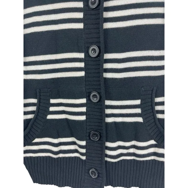 Jones New York Sport Black And White Knit Cardigan Front Pocket Sweater S - Image 6