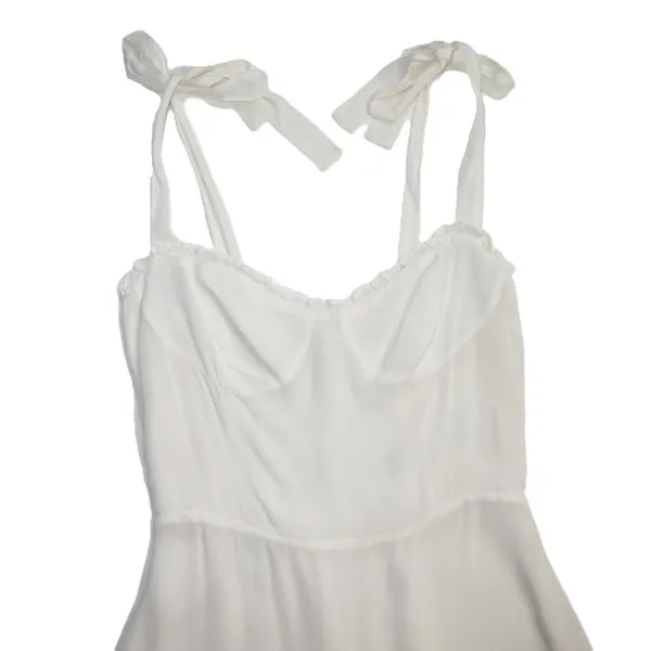 NWT Reformation Nikita Midi in Ivory Tank Tie Straps Flounce Hem Dress 8 - Image 4