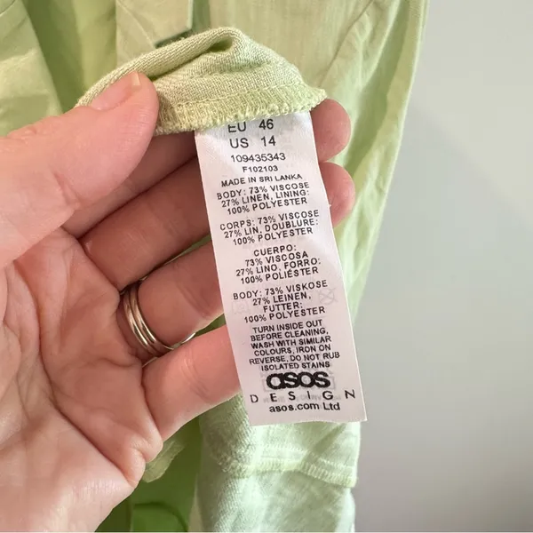 NWT ASOS Lime Green Linen Blend‎ Oversized Blazer Size 14 - Image 4
