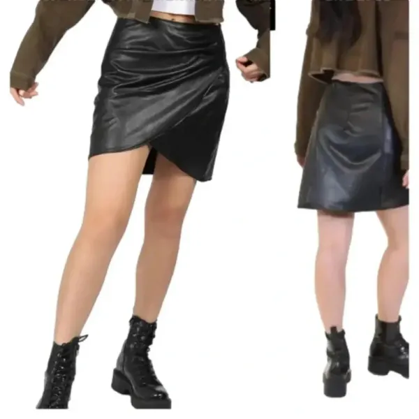NWT Rewash skirt wet look small black mini skirt‎ asymmetrical whimsigoth - Image 2