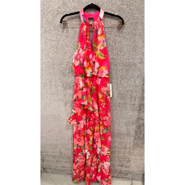 Adrianna Papell Women Dress 6 Pink Multi Mermaid Floral Ruffle Gown - Image 4