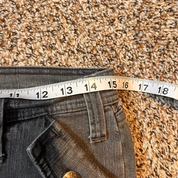 Tommy Hilfiger Gray Denim Jeans‎ Flare Leg Low Rise Frayed Hem Womens - Image 3