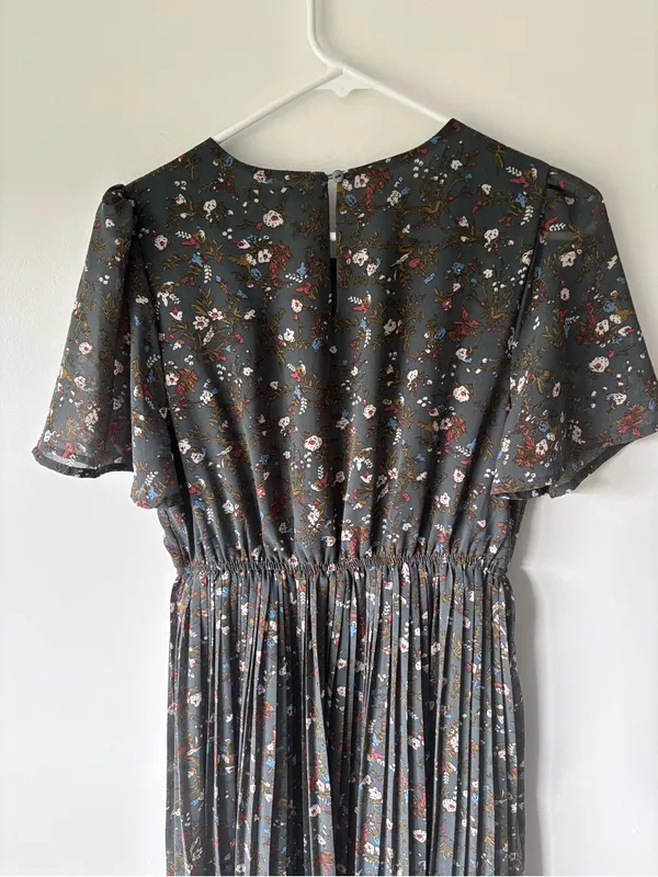 Baltic Born Belfast Pleated Midi Dress Antique Jade Floral Cottagecore - Image 10