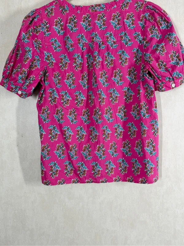 J. Crew Factory Women’s Printed Shortsleeve Poplin Top in Pink Floral S - Image 7