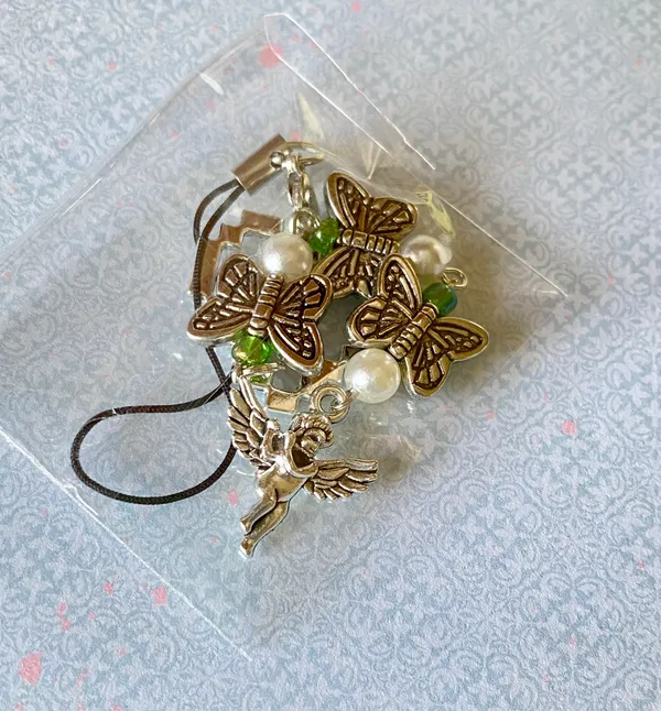 aesthetic Kawaii fairy vintage goth angel/cherub & butterflies phone strap/bag charm/keychain/display👼 - Image 3