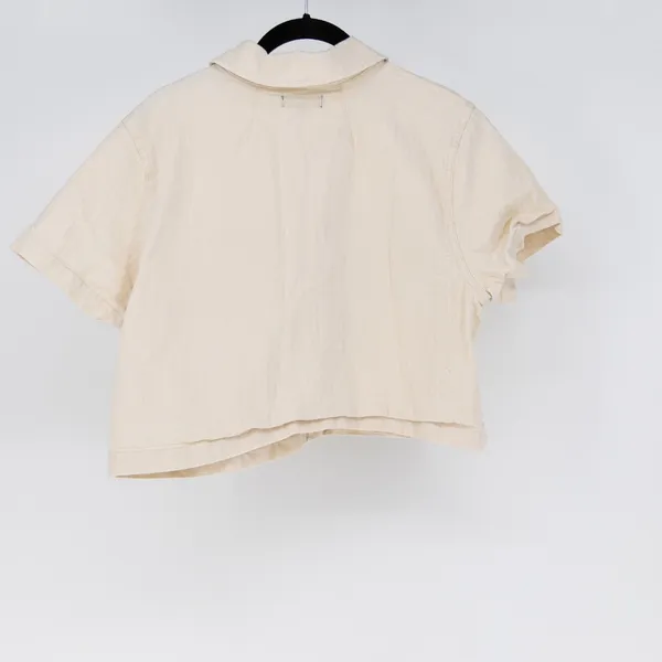 J. Crew Women's Cotton Stretch Denim Button Up Cropped Top In Ecru 10 - Image 4