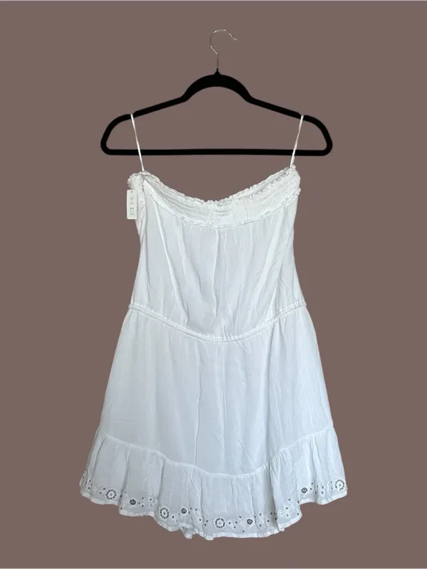 Hollister Gauze Strapless Embroidered Mini Summer Dress L NWT Coastal Cowgirl - Image 5