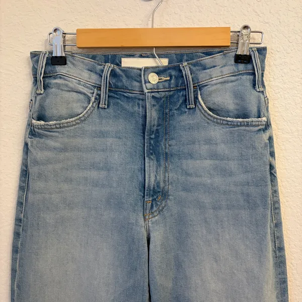 Mother Superior The Hustler Roller Sneak Jeans 26 I Confess Wide Leg Light Wash - Image 4