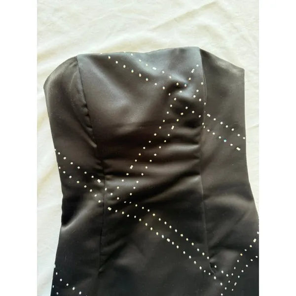 Jessica McClintock Y2K Black Strapless Gown Sz2 - Image 3