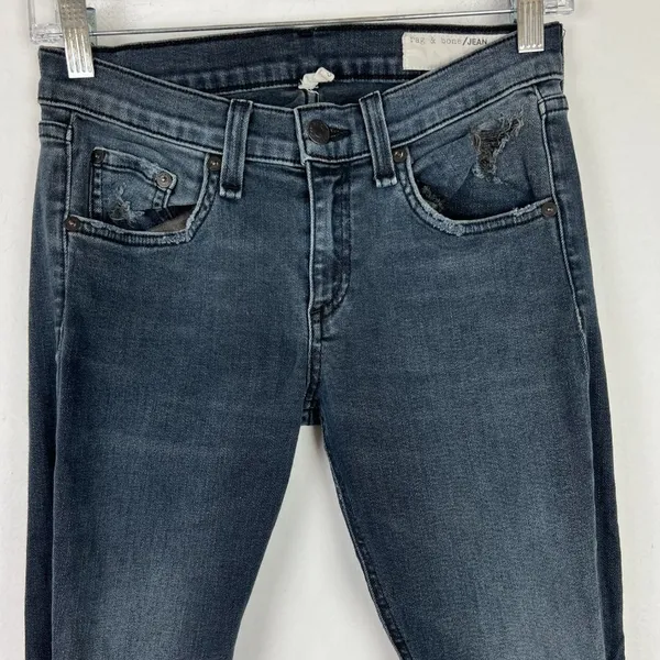 Rag & Bone Capri Jeans Steele Distressed Skinny Size 26 T1328 - Image 2