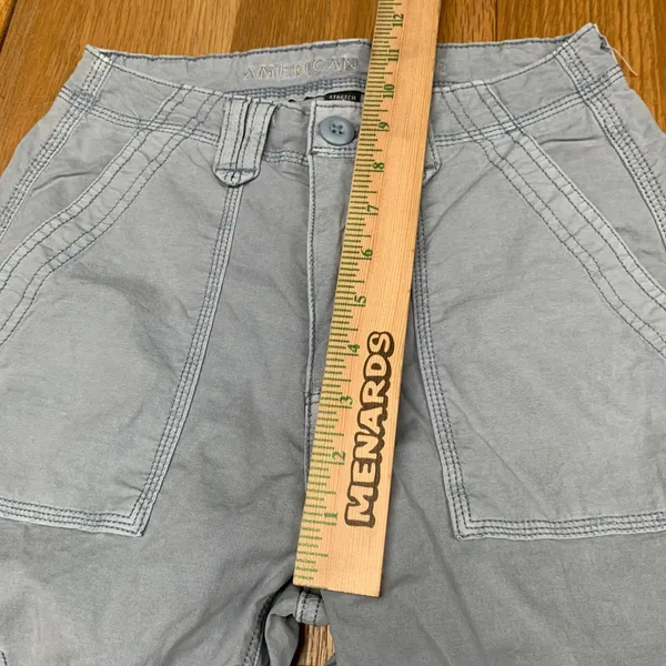American‎ Eagle Baggy Jogger Cargo Pants Women 0 Blue Gray Stretch Wide Leg Y2K - Image 4