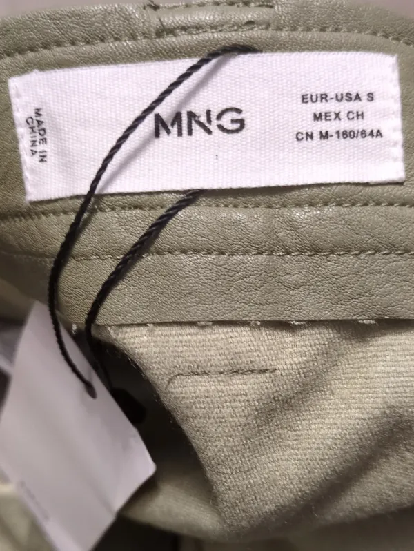 Mango MNG Olivia Green Faux Leather Mini Skirt Size Small - Image 5
