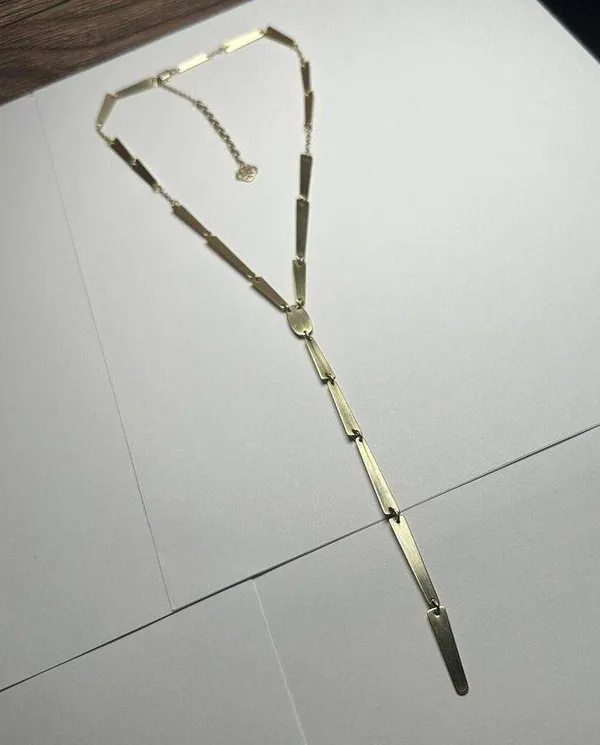 Kendra Scott Gail Y Drop Lariat Necklace Gold Tone - Image 9