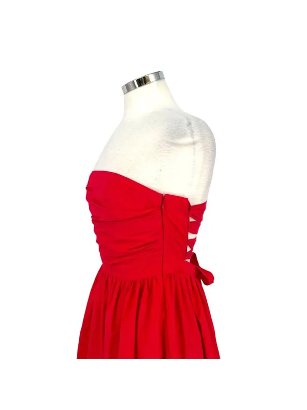 Amanda Uprichard Oscar Dress Bubble Skirt Lace-Up Back Strapless Size Medium - Image 3