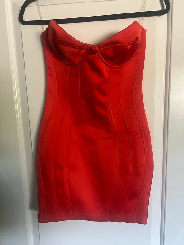 Oh Polly Red Bustier Dress - Image 3