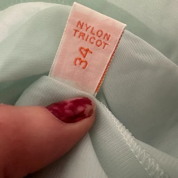 Vintage Gotham Gold Stripe Mint Green‎ Gown Nightgown Sheer Embroidery Small 34 - Image 6