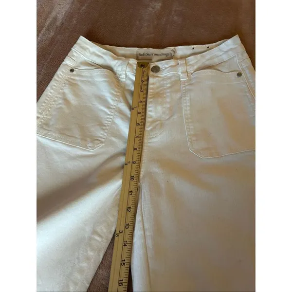 Soft Surroundings The Ultimate Wide Leg Crop Jeans Embroidered Ivory 6 - Image 7
